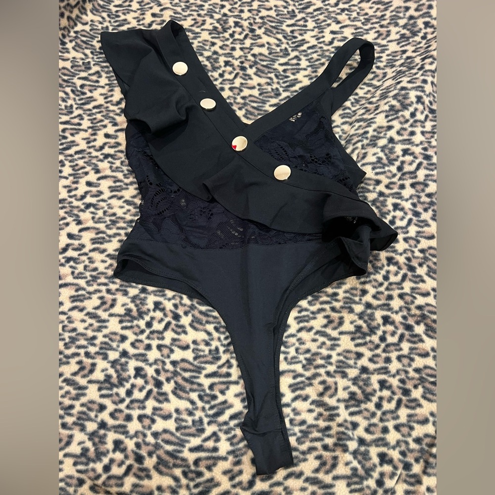 Valentine high thigh ruffle bodysuit